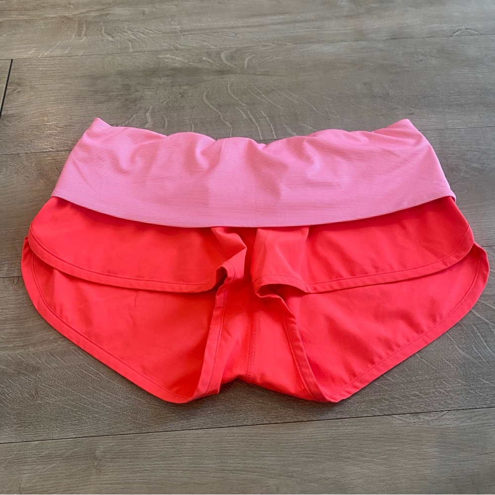 lululemon athletica Pink Waistband Red-Orange Athletic Shorts